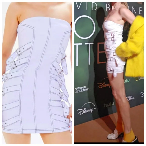 Iamgia Spectrum White Buckle Tron Bandage Mini Dress Xs - Picture 3 of 14